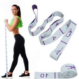 Correa de estiramiento mejorada con bucles, correa de yoga, entrenamiento en casa, pilate y entrenamiento de flexibilidad, banda elástica para ejercicio no elástica para isquiotibiales, cinturón