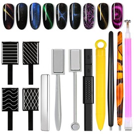 DANNEASY 12pcs Nail Magnet Tool Set Cat Eye Magnet for Nails Gradient Nail Design Magnetic Gel Nail Polish Pen Double Ended Magnet Sticks Nail Art Tools for DIY Salon