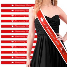 12 Pcs Homecoming Court Sashes for Pageants Prom Homecoming Party Favors Satin Court Sashes for School Dance Graduation Party Decoration Accessory(Red, White, White)