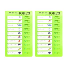 2 Pcs Chore Chart for Adults to do List My Chores Checklist Task Board Sliding Routine Chart for Kids, Memo Boards Slider Schedule DIY Detachable Daily Checklist Planning Table (2Pcs Green MY CHORES)
