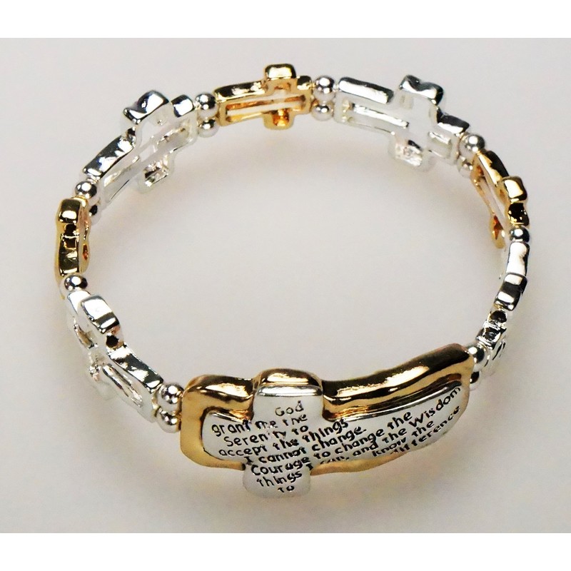 Rickisgifts Bracelet - Serenity Prayer Stretch Bracelet - Silver Tone