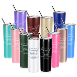 Thank You Gifts Inspirational Tumbler 20oz Insulated Stainless Steel Tumbler with Lids Thank You Tumbler for Women Teacher Nurse Employee Volunteer Appreciation Gifts (Assorted Colors, 12 Pcs)
