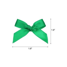 MECCANIXITY 100Pcs Mini Ribbon Bow 1.8 inch Mini Fabric Satin Ribbon Flower Bows for Craft DIY Sewing Wedding Birthday Party Green
