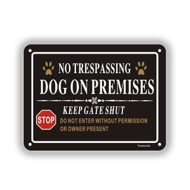Beware of Dog Sign, Yuntarda Dog on Premises Close the Gate Yard Sign 15x20cm Aluminum Metal Sign Keep Gate Shut Stop Sign