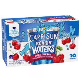 Capri Sun  New Capri Sun Roarin Waters Wild Cherry Flavored Water Drink Juice 10 Pouches