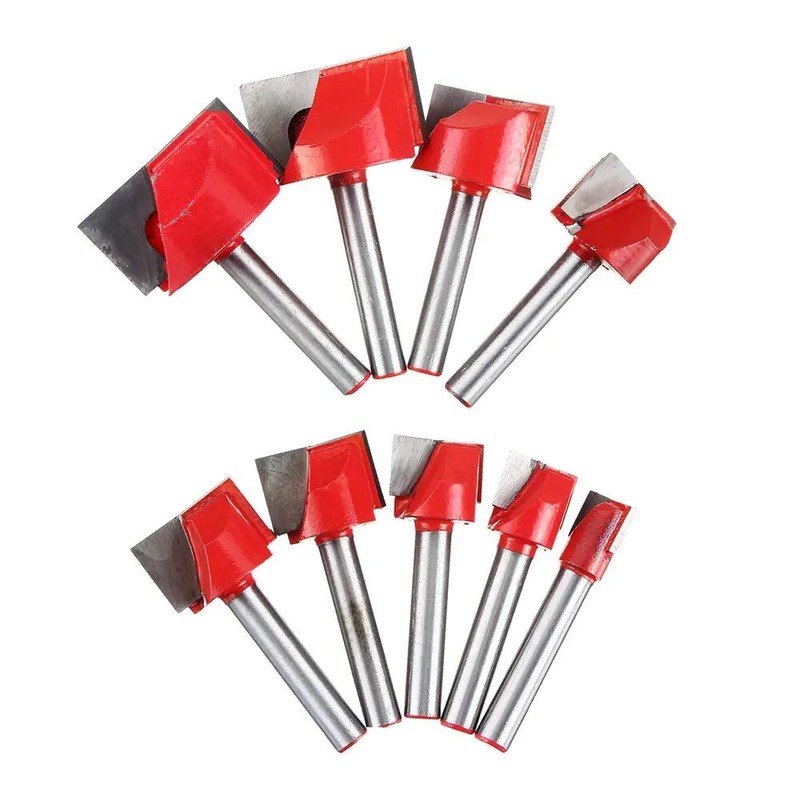 Bestgle 9pcs 6mm Shank Surface Planing Bottom Cleaning Router Bits