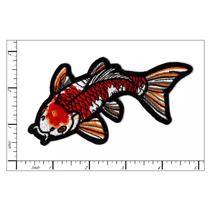 Patchwork Paradise Koi Fish Embroidered Iron-On Patch – Japanese Carp
