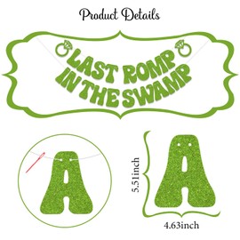 SJcysrilla Last Romp in the Swamp Green Glitter Banner Wedding Party Decorations Bridal Shower Engagement Party Decor Sign Straight Banner