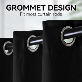 Hascemon Extra Long Blackout Curtains, Room Darkening Grommet High Ceiling Drapes, 2 Story Curtains for Living Room and Loft(1 Panel, Black, 52"x132")