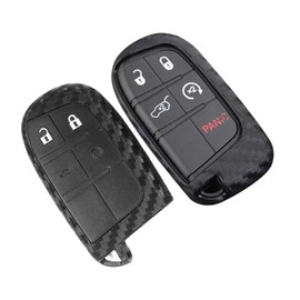 RELL CASES Remote Key Cover Carbon Fiber Key Cover Case For JEEP Grand Cherokee, JEEP Cherokee, JEEP Renegade, JEEP Compass for 5 Button Keys (BLACK CARBON FIBER PATTERN)