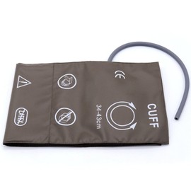 Manguito NIBP universal para adultos grandes, 34-43 cm, tubo único, reutilizable, PU, marrón, repuesto de manguito de presión arterial, sin conector