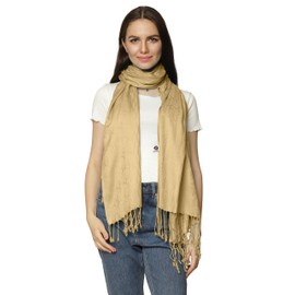 ALLEN & MATE Soft Ladies Scarves Pashmina Shawls and Wraps for Wedding Scarfs Handcrafted for Women Winter (Warm Sand)