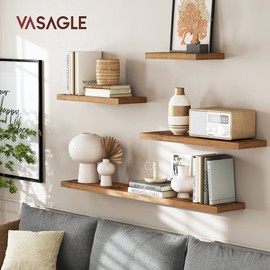 VASAGLE Wall Shelf, Vintage Floating Shelf 15.7 inch, Hanging Shelves Wall Mounted, for Photos, Decorations, Rustic Brown ULWS24BX