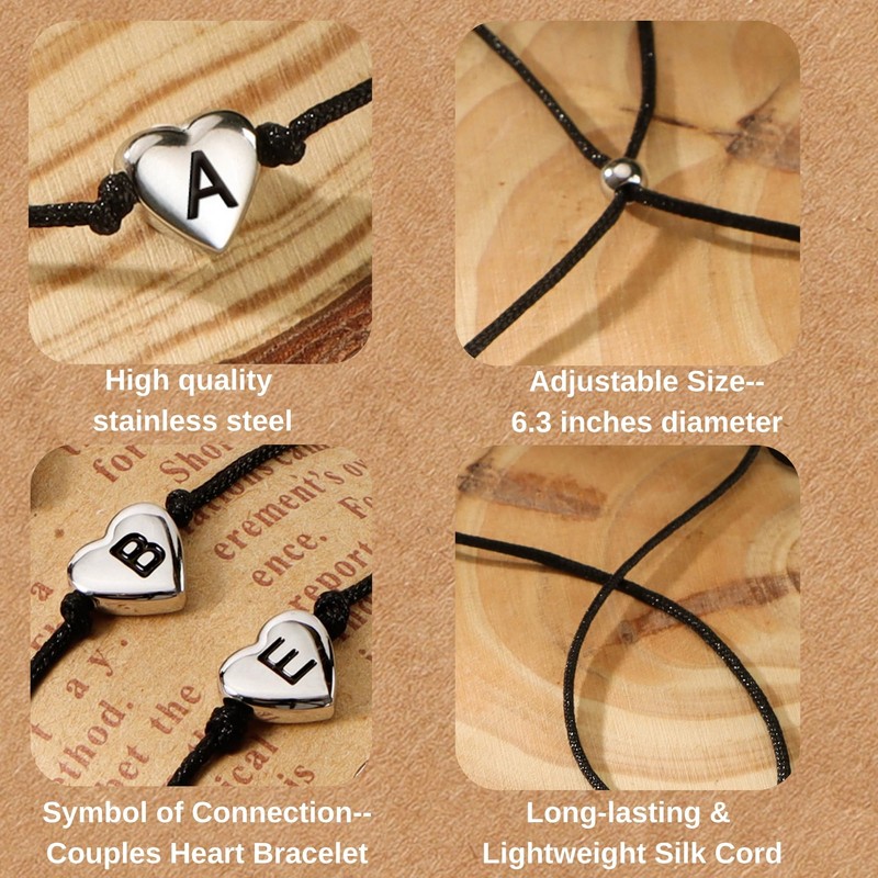 SANNYRA Pinky Promise Bracelet, DA Couples Bracelets Matching Initial Relationship