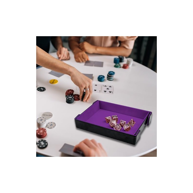 SIQUK Magnetic Folding Dice Tray Rectangle Dice Rolling Tray PU