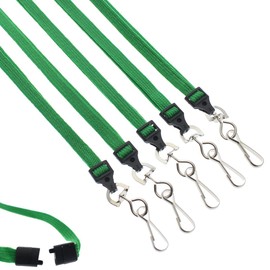 Specialist ID Bulk 25 Pack - Premium Flat Breakaway Lanyards for ID Badges & Badge Holders - 3/8" Wide Woven Safety Lanyard with Metal Swivel Hook for Teachers, Students, Cruise, Office (Green)