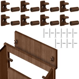 Juexica 8 Pairs False Cabinet Front Clip False Drawer Front Clips Sink Tip out Snap with Screws and Screwdrivers for Hardware Replacements(Brown)
