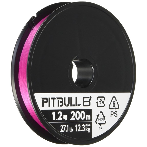 Shimano Pitbull 8+ PE Line, 218.7 yd (200 m), No. 1.2, Traceable Pink