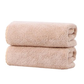NANWEI Toallas, Super Suave y Fuerte Absorción de Agua, para Hogar Hotel Gimnasio (Beige, 2 Toallas de baño)