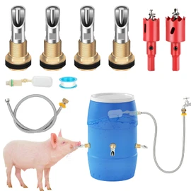 Pig Nipple Waterer, 4-Port Pig Waterer Kit with Float Valve
