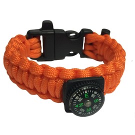 Mafoose Paracord Bracelet Emergency Kit with Whistle Compass Flint Survival Rope Neon Orange