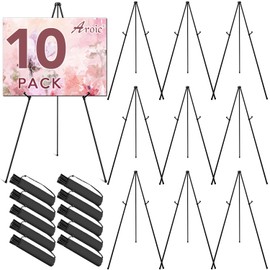 AROIC 63 "Easel Stand for Display, 10 Pack Portable Foldable Metal Easel, Easels for Signs Wedding Logos,Arts, Painting,Adjustable Floor Easels with 10 Storage Bag