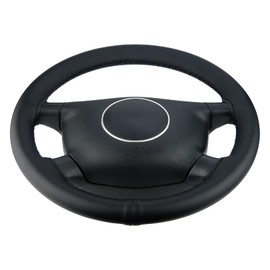 L&P A270-E39 Steering Wheel Cover Genuine Leather Steering Wheel Cover Tailored Fit (Black Stitching