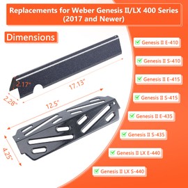 Grill Flavorizer Bars for Weber Genesis II E-410, S-410, LX E-440, S-440, Weber Genesis 2 66041, 66033, 66796, Heat Deflectors BBQ Gas Grill Replacement Parts, 17” Porcelain Steel Flavor Bars