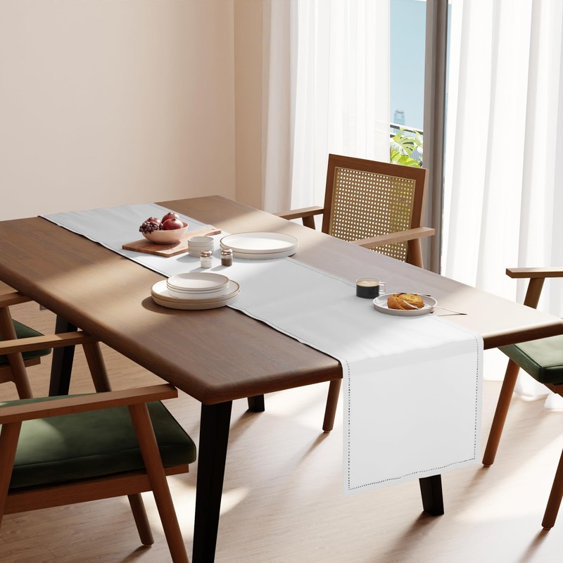 Encasa XO Table Runner | Pure Cotton with Hemstitch Design