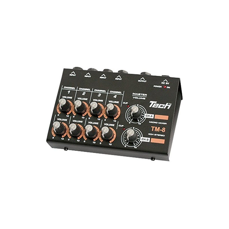 TECH 8ch TM-8 Micro Mixer with 2 x 3.8 ft