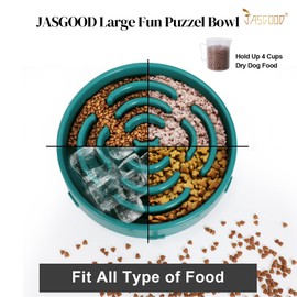 Slow Feeder Dog Bowls for Large Dogs Anti-Chocking Slower Feeder Dog Puzzle Bowl Pet Slow Eating Interactive Bloat Stop Dog Food Bowl JASGOOD,Dark Green,Large