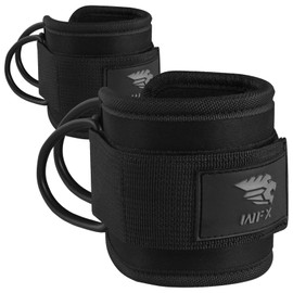 Ankle Straps for Cable Machines Gym Wrist Cuff Double Stainless Steel Weight Lifting D-Ring Booty Leg Resistance Bands Attachment Powerlift Women Men Home Fitness Workout Curl Kickback (Black Pair)
