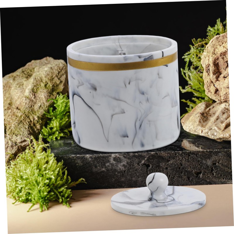 Gatuida Elegant Marble Cotton Swab Box Compact Makeup Pad Holder