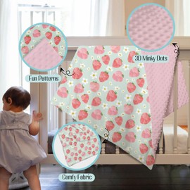 EyMzcod Mink Baby Blanket for Girls Dinosaur Lover Pink Purple, Tropical Dino Soft Lightweight Double Layer Dotted Backing Receiving Blankets, Newborn Infant Toddler Nursery Crib Bedding 30 x 40