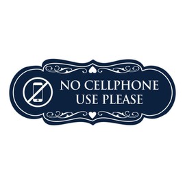 Signs ByLITA Designer No Cellphone Use please Sign(Navy Blue/White) - Medium