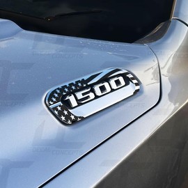 Decal Concepts American Flag Hood Emblem Accent Decal Kit for Dodge Ram (2019-2025)(Clear/Black)