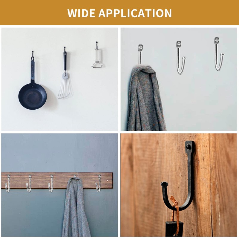 Auvotuis 24Pcs Single Iron Hooks, Decorative J Shaped Wall Mounted