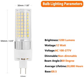 CTKcom 12W G8.5 LED Corn Bulbs G8.5 Bi-Pin Base Equivalent to 120W Halogen Bulb for Home Factory Under Counter Light, 4000K Neutral White, AC120V, Not-Dimmable,Pack of 2