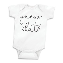 Bump and Beyond Designs Baby Surprise Pregnancy Announcement to Family Guess What (3-6 Months, White)