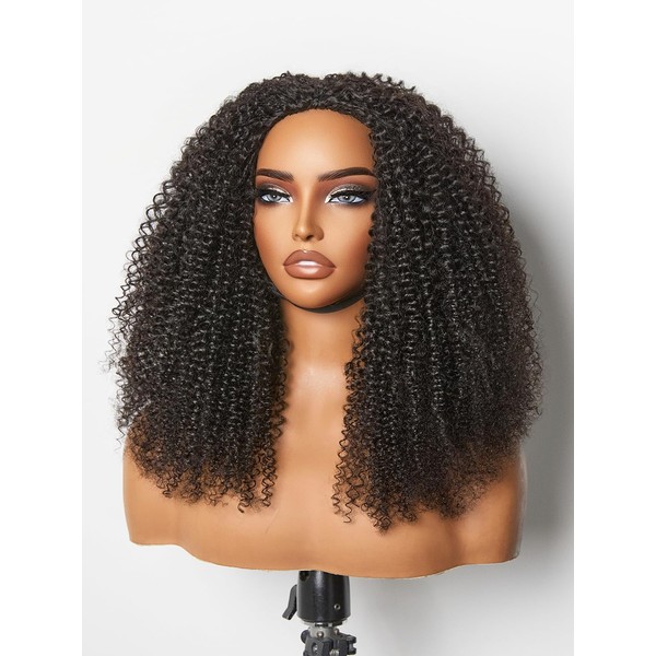 ASHINE Half Wig Human Hair Afro Kinky Curly 180% Density