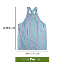 Delantal a rayas impermeable para mujer con bolsillos, espalda cruzada sin atar, para cocina, jardín y cocina (2 colores), Púrpura, Talla única