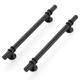 Ravinte 30 Pack 8-13/16 Inch Cabinet Pulls Kitchen Cupboard Handles with Round Base Matte Black Drawer Pulls Cabinet Handles 8-13/16" Length,6-1/4" Hole Center