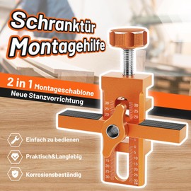 Cabinet Door Installation Positioner Set, Cabinet Doors Drilling Template with 3 Drills, Cabinet Door Hardware Mounting Jig Positioning Tool Most Cabinet Doors Adjustable Length