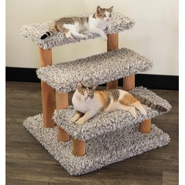 Solid Wood Stairs for Cats and Dogs, Gray Speckled