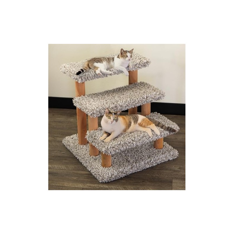 Solid Wood Stairs for Cats and Dogs, Gray Speckled