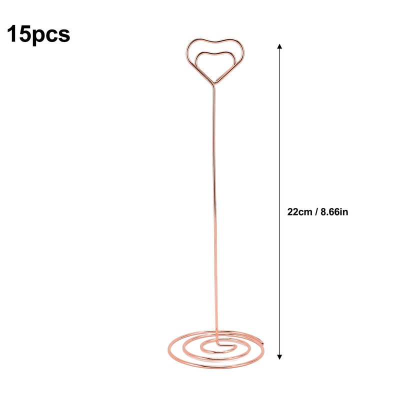 15PCS Table Number Holder 22cm Heart Shaped Iron Wire Picture