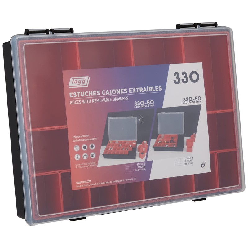 tayg 35005 Organiser case with Removable compartments mod. 330-50-16, Black