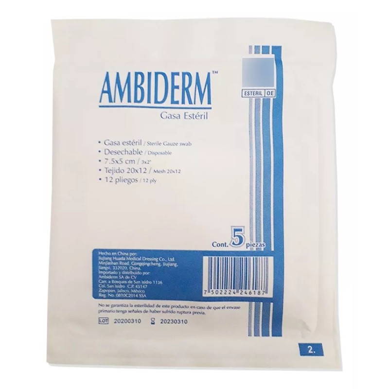 Ambiderm Gasa Estéril Ambiderm 7.5 X5 Cms ( 2 Cajas
