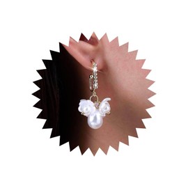Atentuyi Boho Wedding Pearl Dangle Drop Earrings Gold Crystal White Acrylic Flower Earrings Rose Petals Floral Tassel Earrings CZ Huggie Hoop Earrings Jewellery for Women and Girls, Crystal