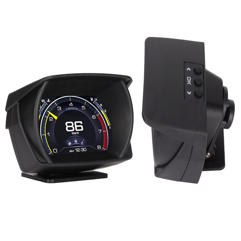 Black Vehicle HUD Display Multifunction OBD HUD Gauge 9 Alarm